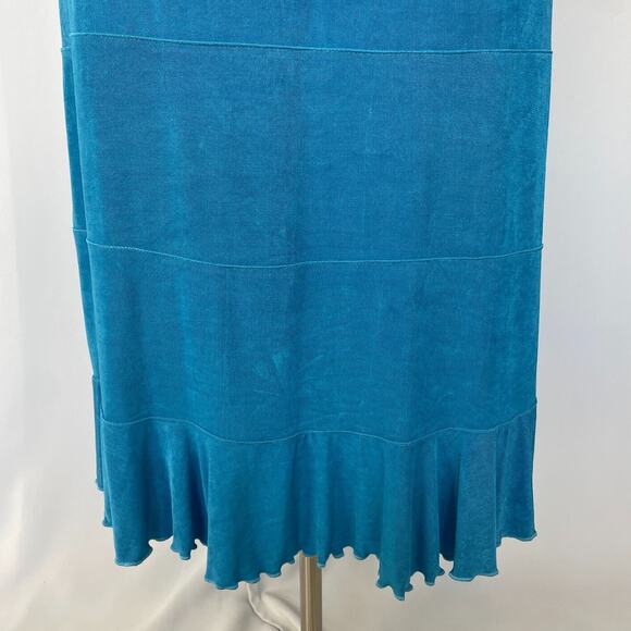 Y2K Tiered Skirt Plus Size 3X Blue Solid Ruffle Stretch Whimsical Fairy Boho Vtg - Picture 4 of 14